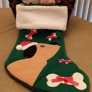 b.happi Pet Stocking Pup Holiday Hat Ribbons Bones Multicolor